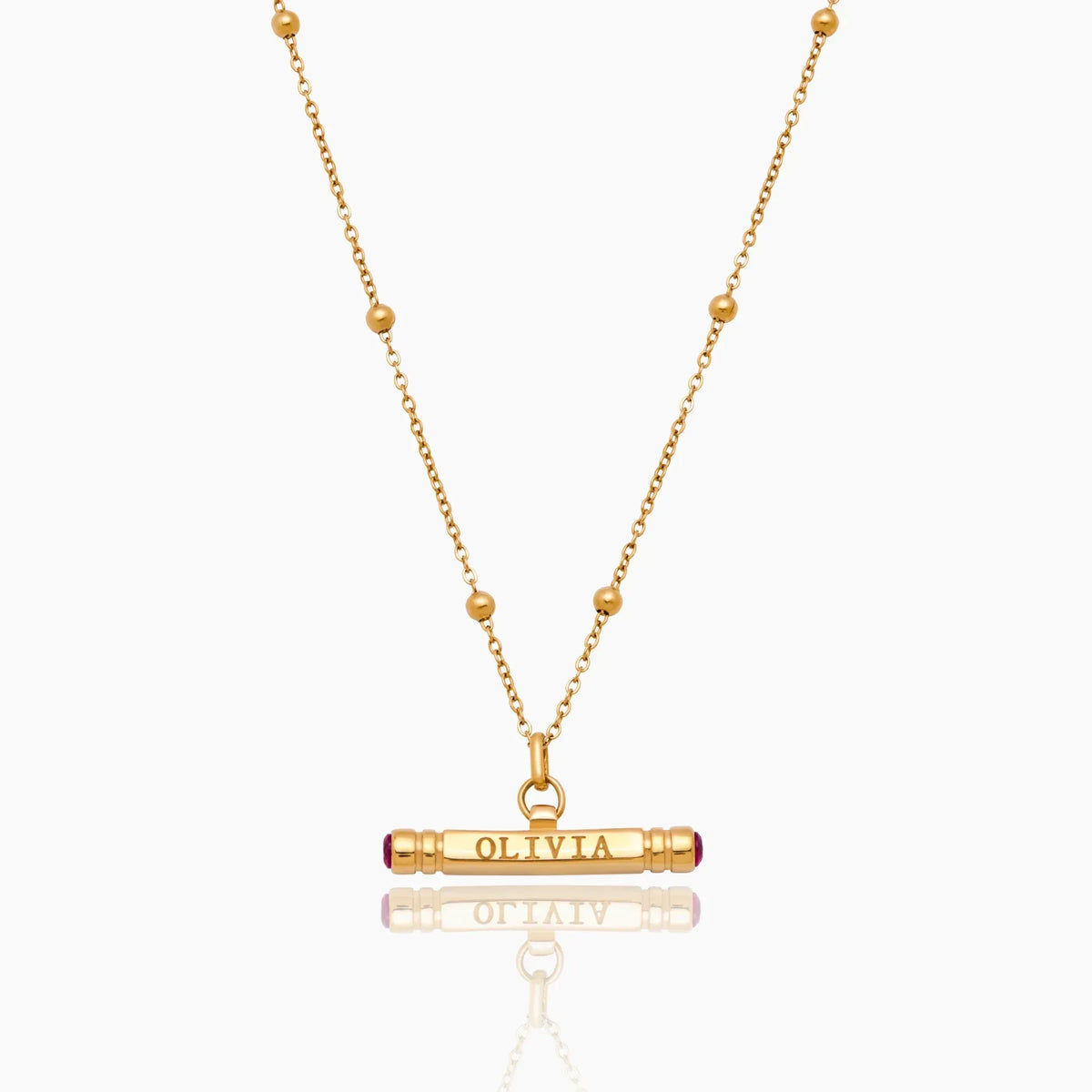 Collier Barre Personnalisé – Prénom & Pierre de Naissance