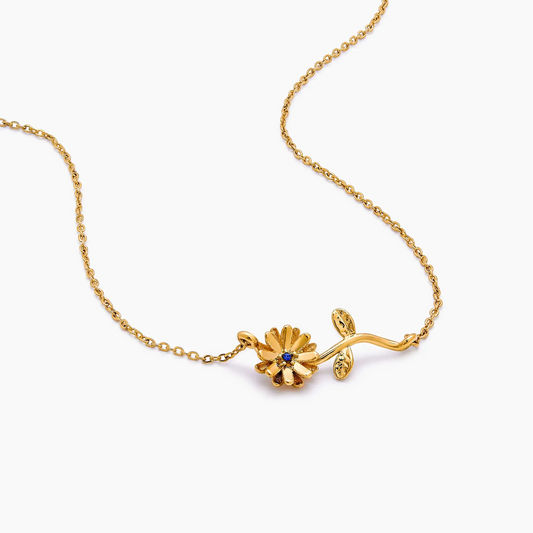 Collier Fleur de Naissance Personnalisé – Gravure Florale Minimaliste