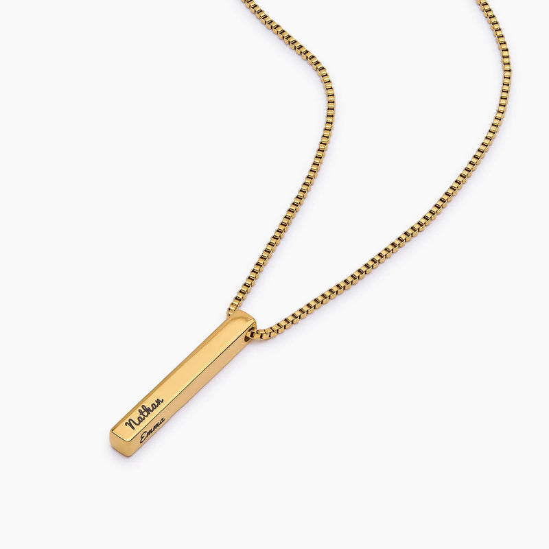 Collier Personnalisé – Barre Verticale Gravée avec Prénom