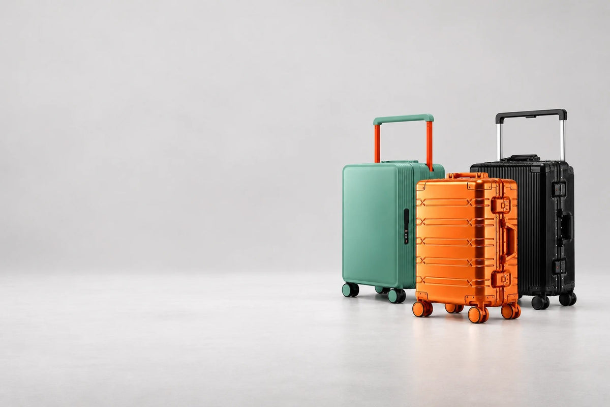Drei Koffer von Zorako: Aluminium-Koffer, Koffer mit breitem Griff und Koffer mit Aluminiumrahmen